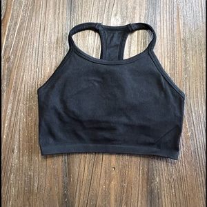 Black Ribbed Sports Bra